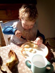 enfant qui mange des fruits