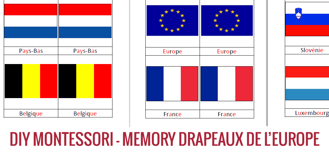 Activité Montessori : le memory des drapeaux de l'Europe